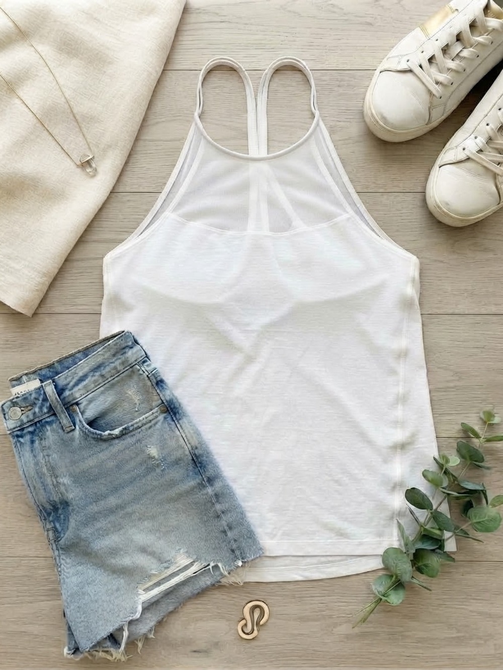 Lululemon Through The Movement Tank Top Mesh High Neck Halter White 6